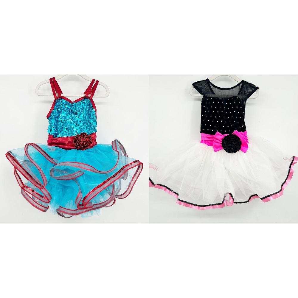 Weissman Girls Bundle Lot (2) Sequin Rhinestone Performance Dance Costume XSC